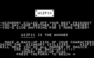 Wizfix - Wizardry Editor Title Screen